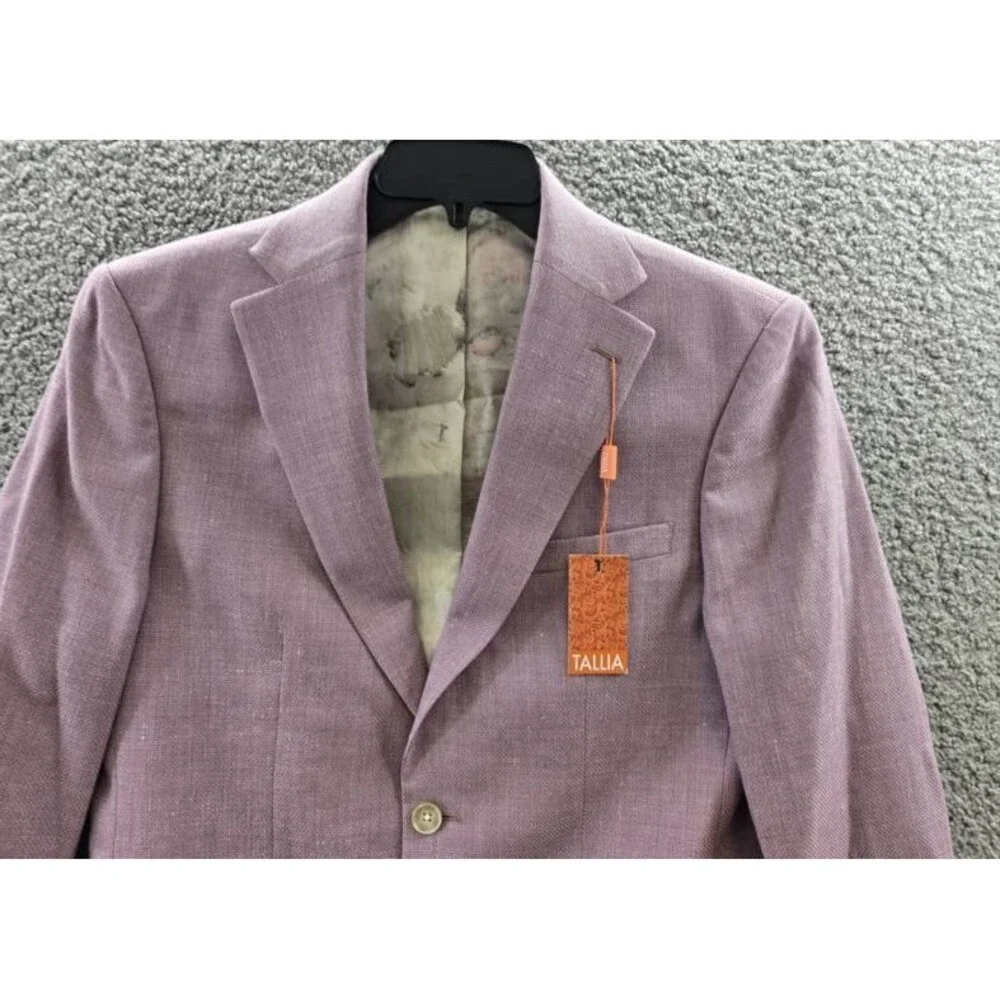 Tallia Wool-Linen Blend Slim Fit Sport Coat Men's 38R Lilac Button Closure L/S